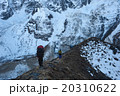 Trekkers walking on the ridge in Himalayas 20310622