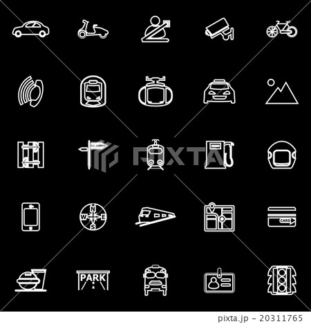 Land transport related line icons on black 20311765