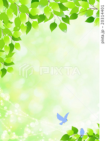 青い小鳥と樹のキラキラ背景 のイラスト素材