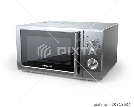 Metallic microwave oven isolated on white 20318934