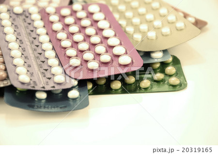Colorful strips of oral contraceptive pill. 20319165