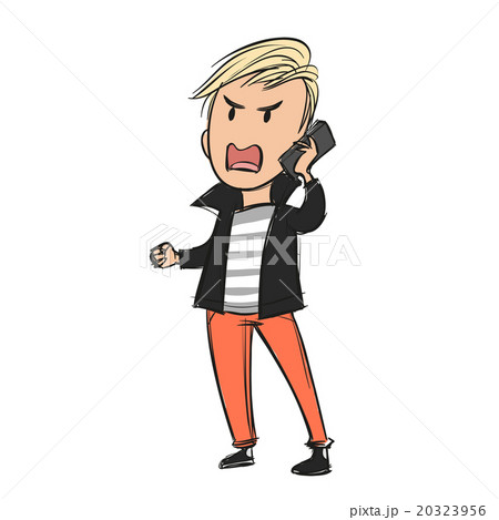 Young man furious yelling on the phone  20323956