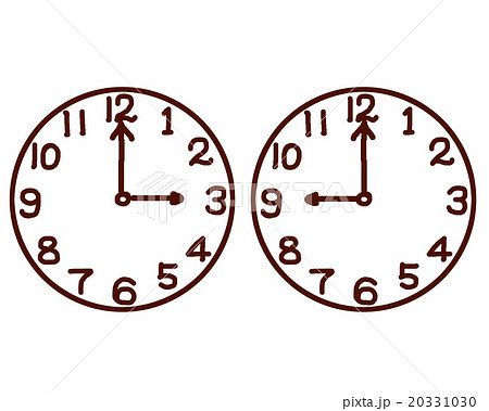 時計 手描き モノクロのイラスト素材 20331030 Pixta