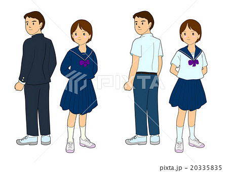 中学生夏服と冬服のイラスト素材 3355