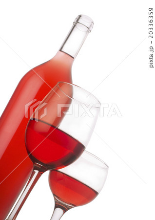 Rose wine bottle with glasses 20336359