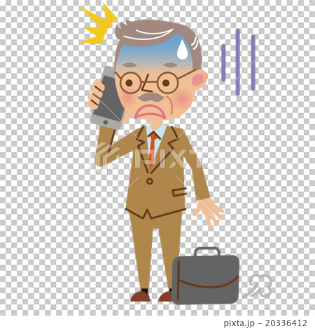 An elderly businessman talking on a smartphone (facial expression with shock) An elderly businessman talking on a smartphone (facial expression with shock) 20336412