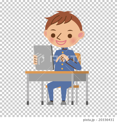 教室の机でタブレット端末を使う男子中学生・高校生 教室の机でタブレット端末を使う男子中学生・高校生 20336431