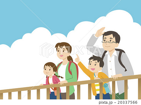 家族 空を見上げる ピクニック 行楽のイラスト素材