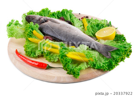 Composition of fresh seabass and vegetables. Composition of fresh seabass and vegetables. 20337922