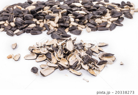 Bunch of sunflower seeds close up. Bunch of sunflower seeds close up. 20338273
