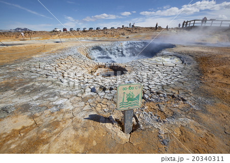 High temperature attention sign near fumarole 20340311