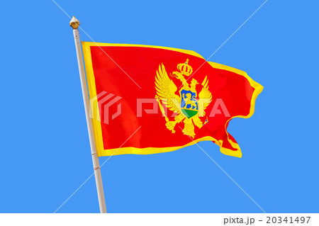Montenegro flag isolated on blue background 20341497
