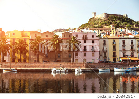 The town of Bosa and the old castle at sunset 20342917