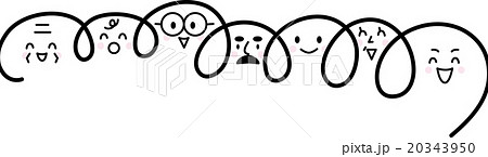 人々一列　シンボリック　アイコン　黒系　沢山　老若男女　子供　大人　お年寄り　笑顔 20343950