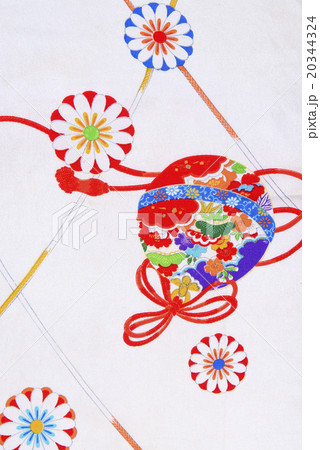 日本の紋様　絹織物　染め物　古布　鞠 20344324