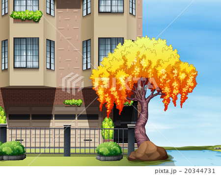 Scene of apartment building by the river 20344731