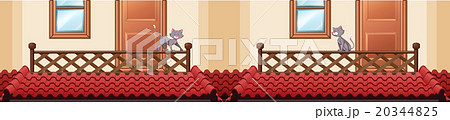 Seamless roof design with cat on balcony Seamless roof design with cat on balcony 20344825