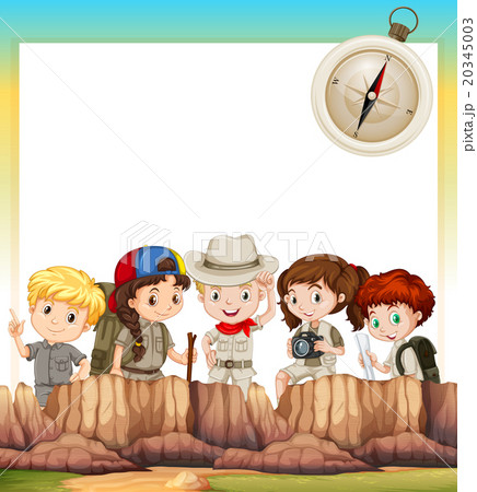 Border design with children camping out Border design with children camping out 20345003