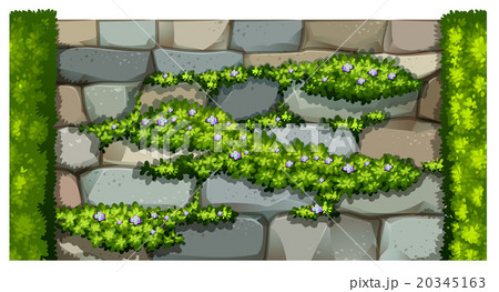 Seamless fence design with brick wall and plant Seamless fence design with brick wall and plant 20345163
