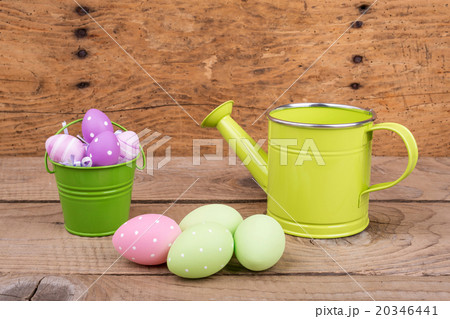 easter eggs over wooden table 20346441