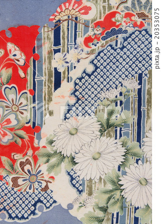 日本の紋様　絹織物　染め物　古布　草花ずくし 20353075