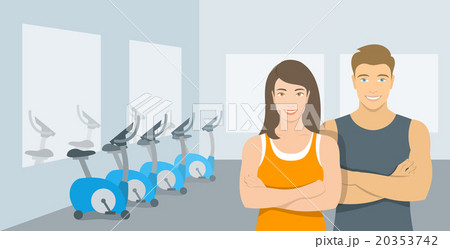 Personal fitness trainers man and woman in gymのイラスト素材 [20353742] - PIXTA