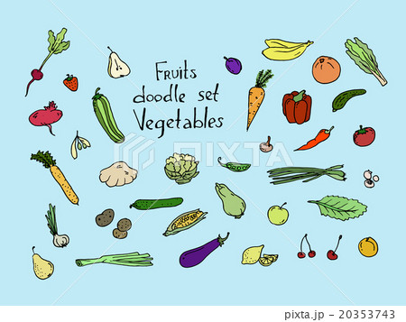 Colored Fruits and vegetables Sketch set 20353743