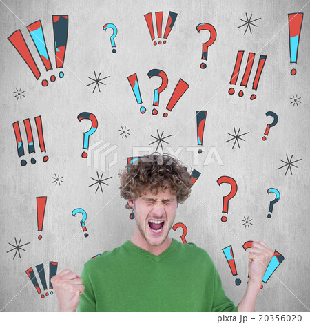 Composite image of furious man screaming with clenched fists Composite image of furious man screaming with clenched fists 20356020