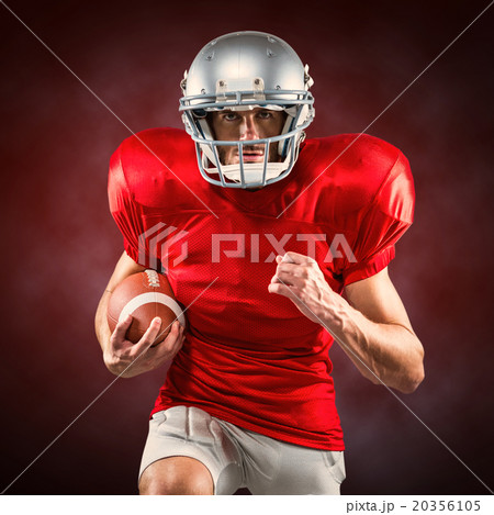 Composite image of american football player in red jersey runnin 20356105