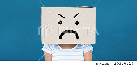 Composite image of depressed woman with box over head 20356214