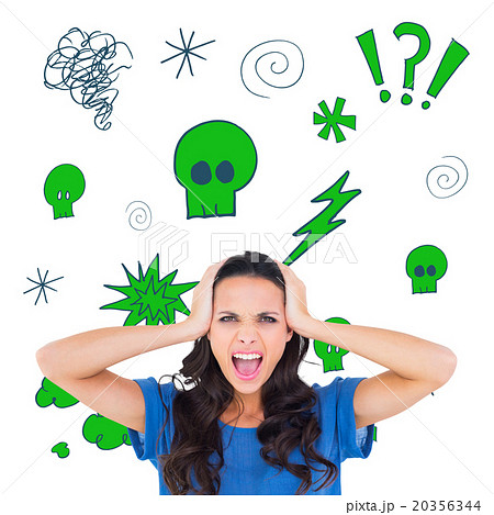 Composite image of angry brunette shouting at camera 20356344