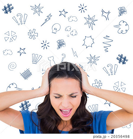 Composite image of angry brunette shouting at camera 20356498
