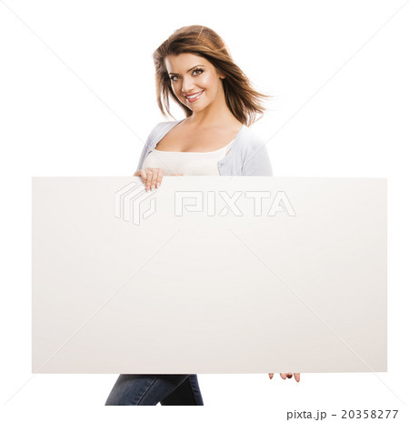 Woman with advertising banner Woman with advertising banner 20358277