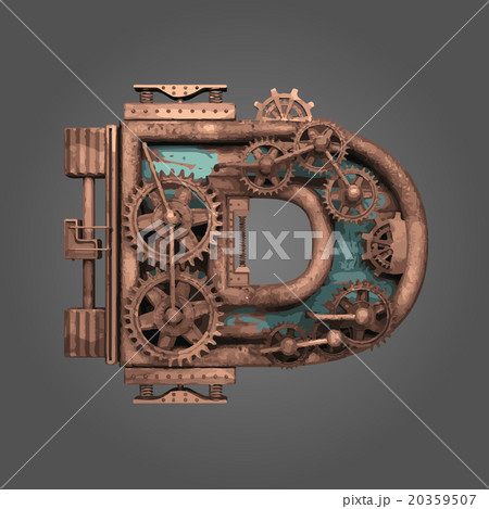 d vector rusted letter with gears d vector rusted letter with gears 20359507
