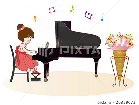 ピアノの発表会 少女のイラスト素材