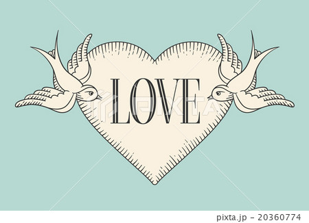 Set of vintage ribbon banner with Love and birds Set of vintage ribbon banner with Love and birds 20360774