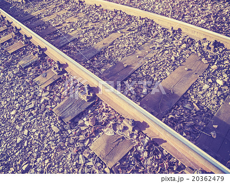 Retro filtered photo of railway tracks. 20362479