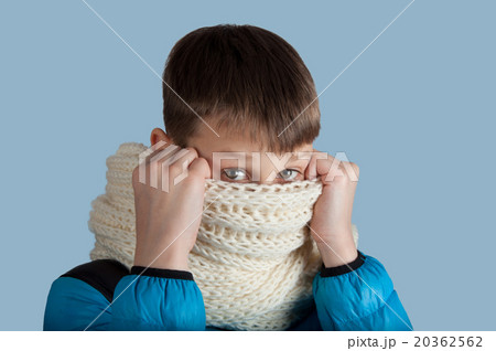 Cute boy in jacket and scarf  20362562