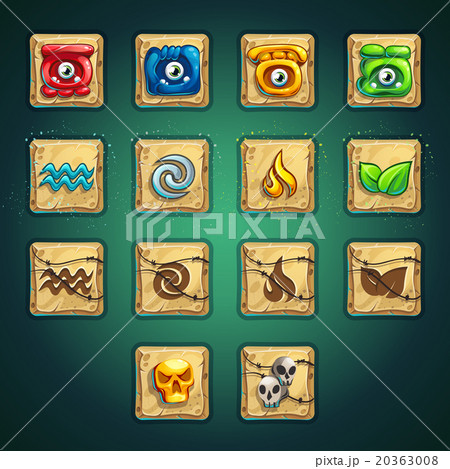 Cartoon style booster buttons set Cartoon style booster buttons set 20363008