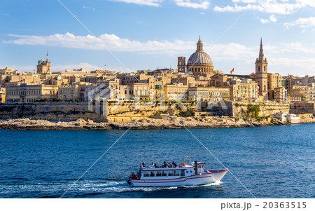 Passenger boat passing Marsamxett Harbour in Malta Passenger boat passing Marsamxett Harbour in Malta 20363515