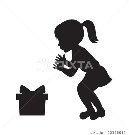 Girl and the gift box silhouette. 20366012