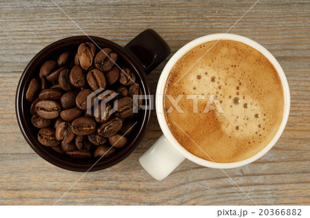 two cups of coffee and beans two cups of coffee and beans 20366882