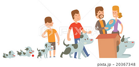 Boy and dog friends kife stages vector 20367348