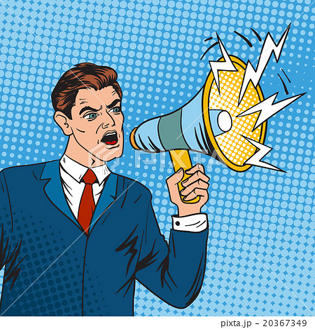 Pop art boss business leader and megaphone vector 20367349
