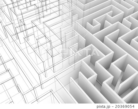 endless maze 3d illustration,wire frame  20369054