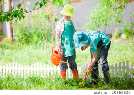 children gardening and watering children gardening and watering 20369830