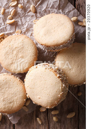 alfajores cookies on paper close-up on the table 20370920