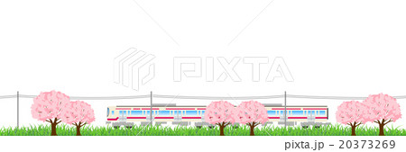 桜 電車 風景 背景 のイラスト素材 20373269 Pixta