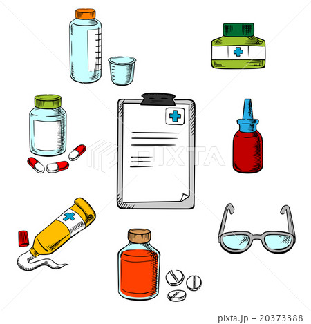 Prescription and medical objects icons Prescription and medical objects icons 20373388