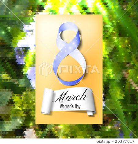 Greeting card for 8 March with banner and symbol 20377617